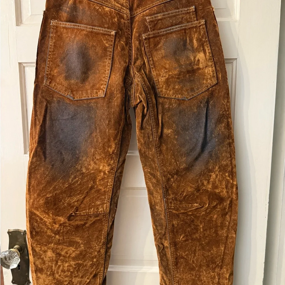 We The Free Moxie Flocked Barrel Jeans - size 24 - Burnt Rust - Picture 5 of 7
